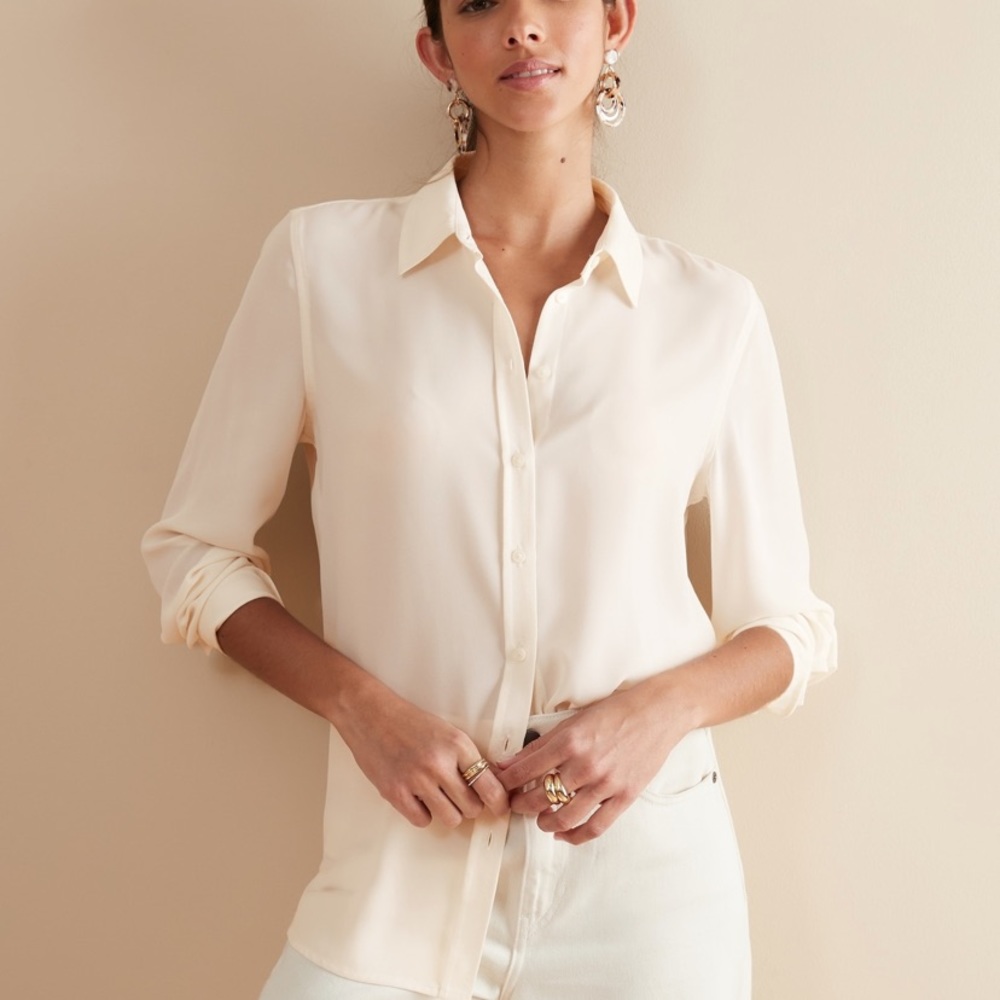 NWT Banana Republic Dillon Classic fit blouse | Size: M, Black with floral print